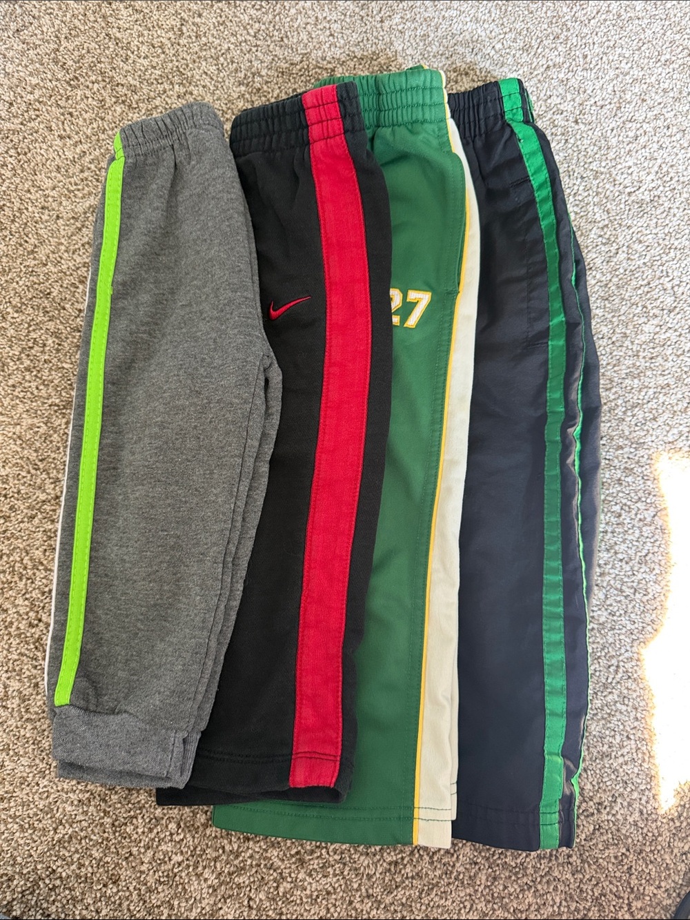 Nike Kids' Athletic Track Pants - Green/Black/Gray Stripe Options